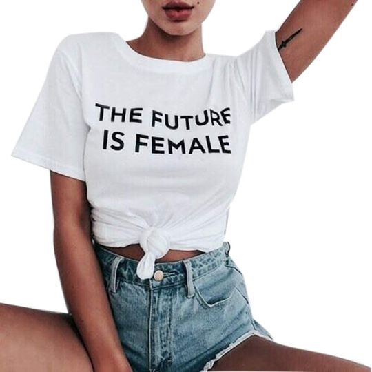 Discover T-shirt de Mulher com Letra The Future Is Female