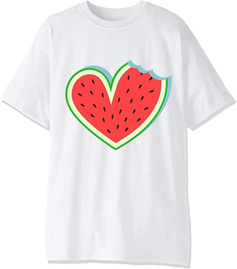 Discover T-shirt Unissexo Melancia na Forma de Coração