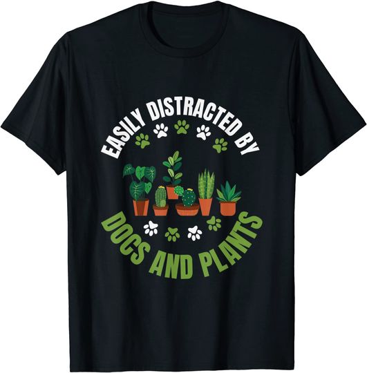 Camiseta T Shirt Manga Curta para Homem e Mulher Presente Ideal para Amantes de Cão e Plantas