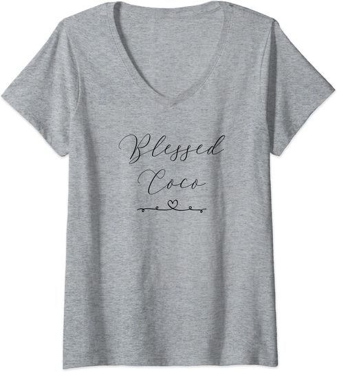 Discover T-shirt de Mulher Presente Blessed Coco Decote em V