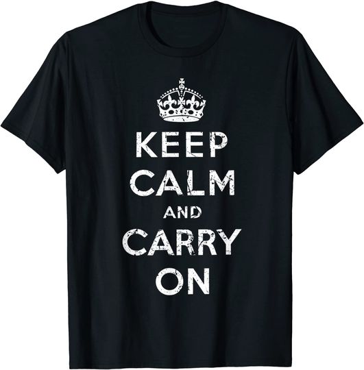 Discover T-shirt Unissexo Keep Calm And Carry On Vintage
