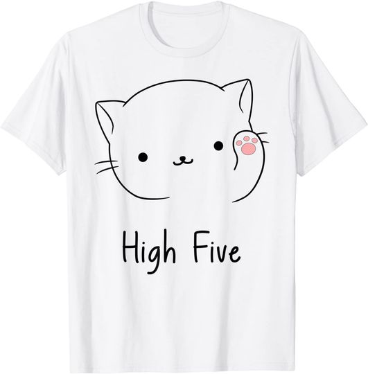 Discover T-shirt Unissexo Kawaii Anime Gato Fofinho High Five