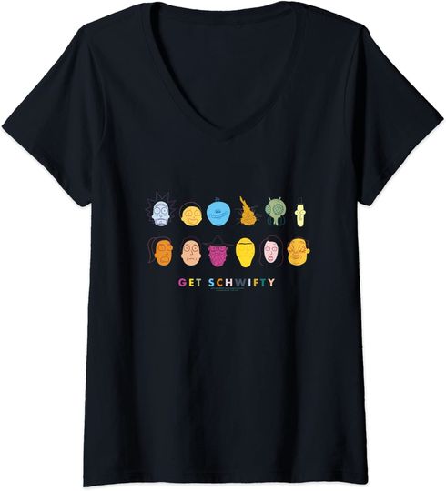 Discover T-shirt de Mulher Rick & Morty Get Schwifty Decote em V