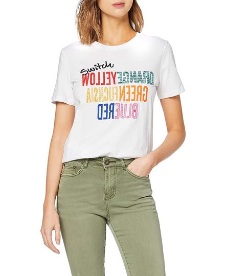 T-shirt de Mulher com Letras Coloridas
