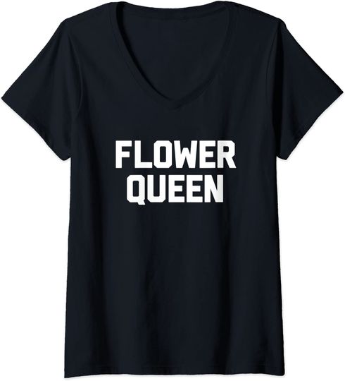 Discover T-shirt de Mulher Flower Queen com Deecote em V