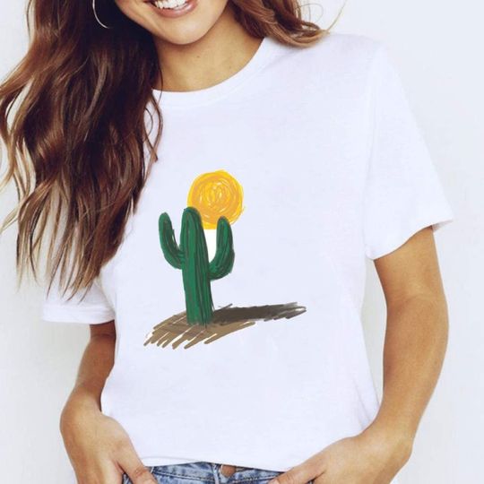 Discover T-shirt de Mulher Simples com Cacto
