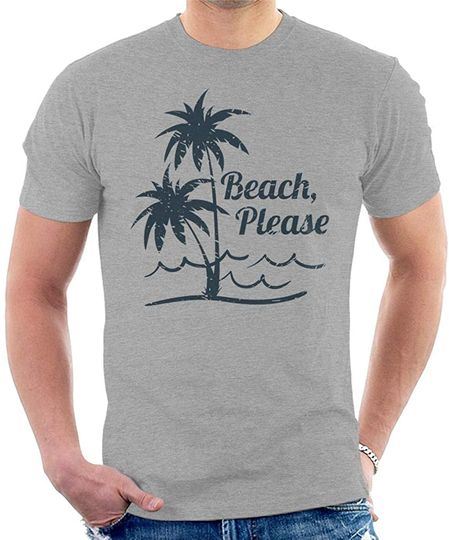 Discover Camisete de Homem Simples Beach Please
