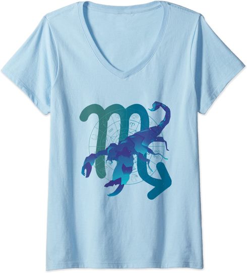 Discover T-shirt de Mulher com Estampa de Signo de Escorpião Decote em V