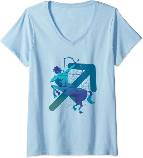 Discover T-shirt de Mulher com Estampa de Signo de Sagitário Decote em V