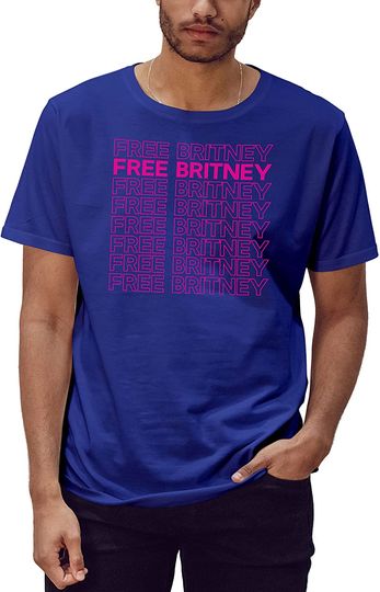 Discover T-shirt de Homem de Mangas Curtas com Letras Rosa Free Britney
