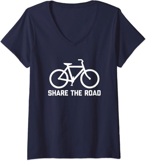 Discover T-shirt de Mulher Share The Road com Decote em V