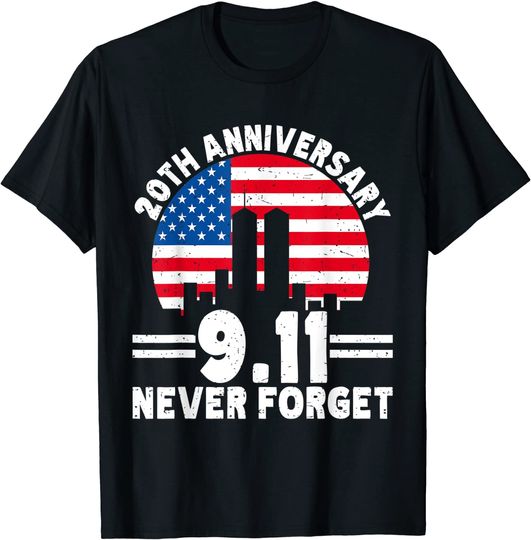 Discover Never Forget 9 11 20th Anniversary Retro Patriot Day 2021 T Shirt