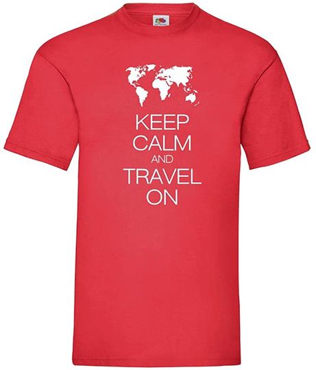 Discover T-shirt de Homem de Manga Curta Keep Calm And Travel On