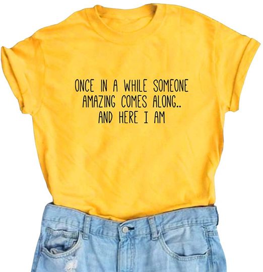 Discover T-shirt de Mulher Simples com Letra Here I Am