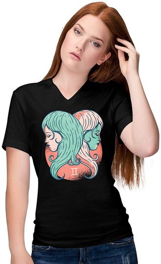 Discover T-shirt de Mulher Signo de Gêmeos com Decote em V
