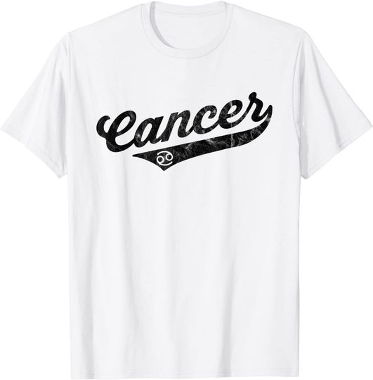 T-shirt Unissexo Horóscopo de Aniversário da Astrologia Retro do Signo de Câncer