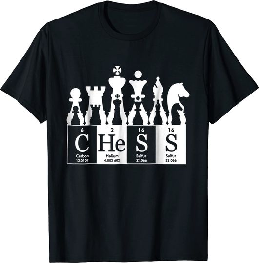 Discover T-shirt Unissexo de Manga Curta Tabela Periódica de Xadrez