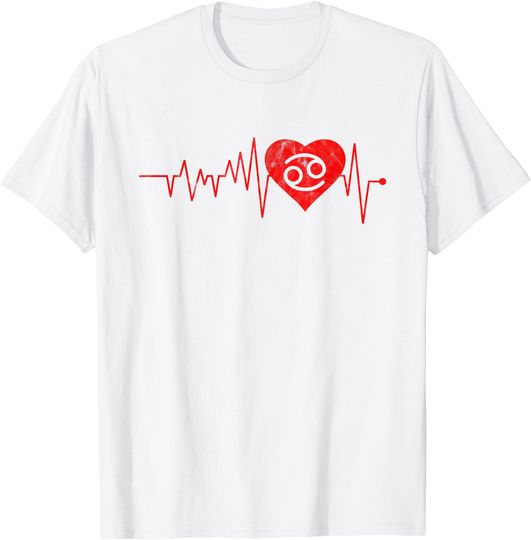 Discover T-shirt Unissexo Batimento Cardíaco com Signo Do Câncer