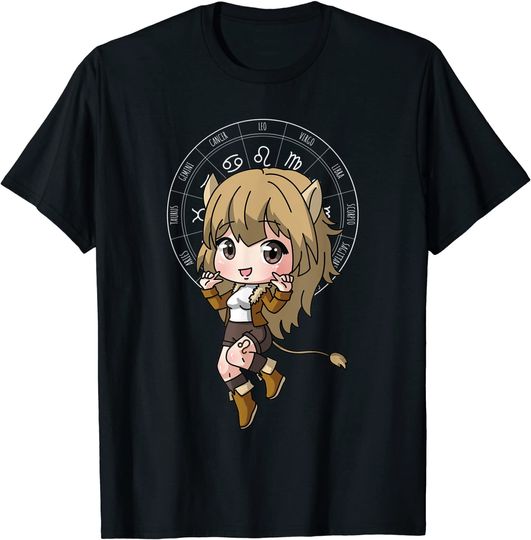 Discover T-shirt Unissexo Horóscopo Leo Anime Girl