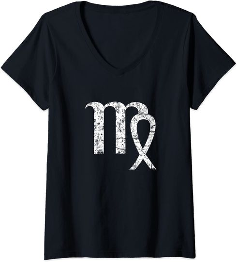 Discover T-shirt de Mulher com Símbolo de Signo de Virgem Decote em V