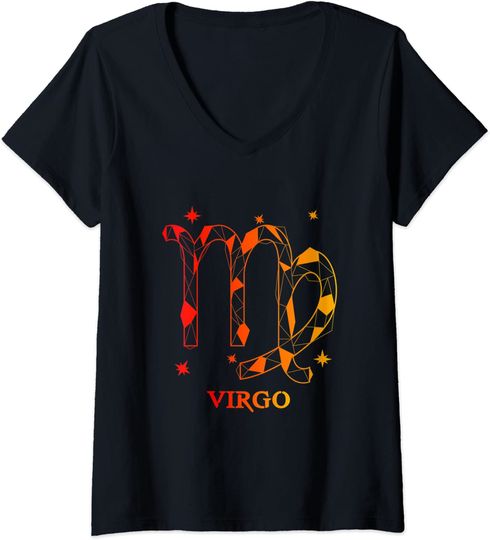 Discover T-shirt Unissexo Presente de Horóscopo de Virgem Decote em V