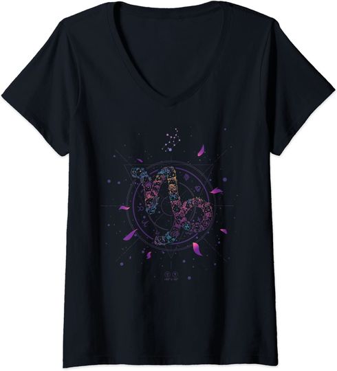Discover T-shirt de Mulher com Decote Em V com Signo de Capricórnio