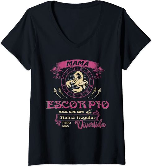 Discover T-shirt de Mulher Signo do Zodíaco de Escorpião Decote em V