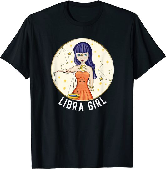 T-shirt Unissexo Libra Girl Signo do Zodíaco