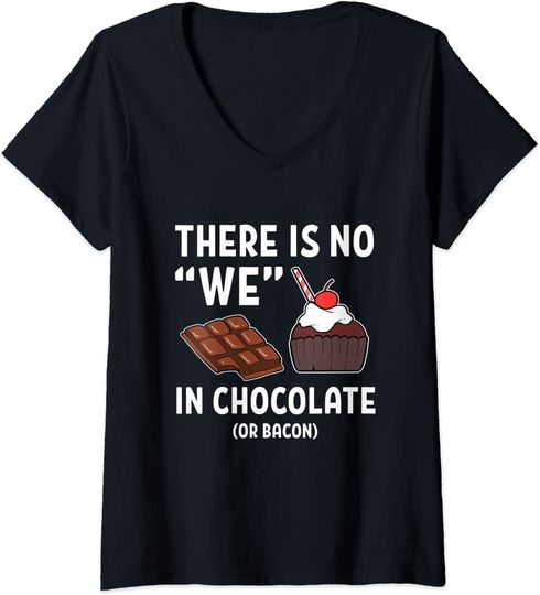 Discover T-shirt de Mulher Padaria There Is No We In Chocolate Decote em V
