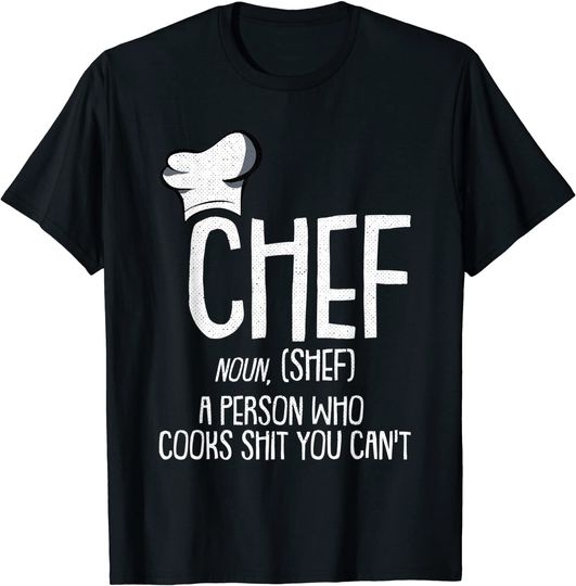T-shirt Unissexo Chef Engraçado Noun Sous Master Chefe da Cozinha