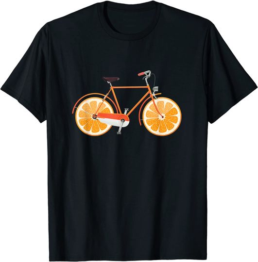 Discover T-shirt Unissexo de Manga Curta Bicicleta Laranja