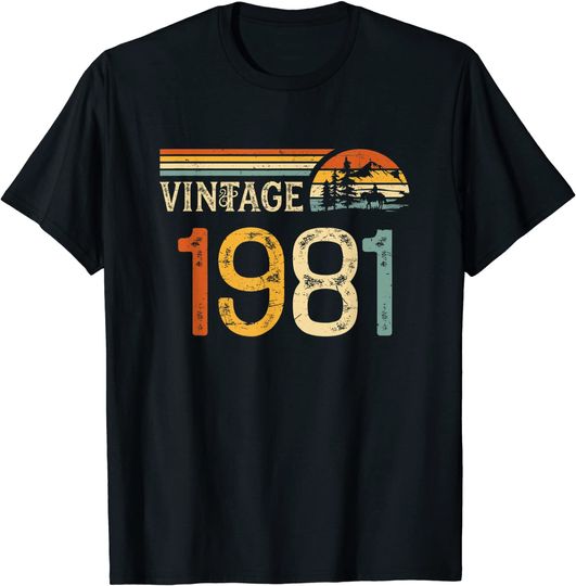 Discover T-shirt Unissexo Vintage 1981 Presente de Aniversário