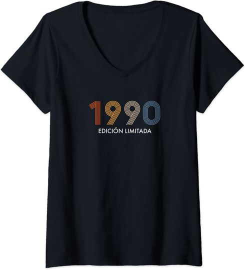 Discover T-shirt de Mulher Simples 1990 Edição Limitada Decote em V