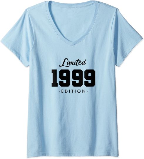 Discover T-shirt de Mulher Simples Retro Limited 1999 Edition Decote em V