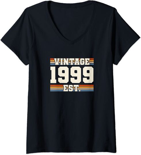 Discover T-shirt de Mulher Vintage 1999 Presente de Aniversário Decote em V