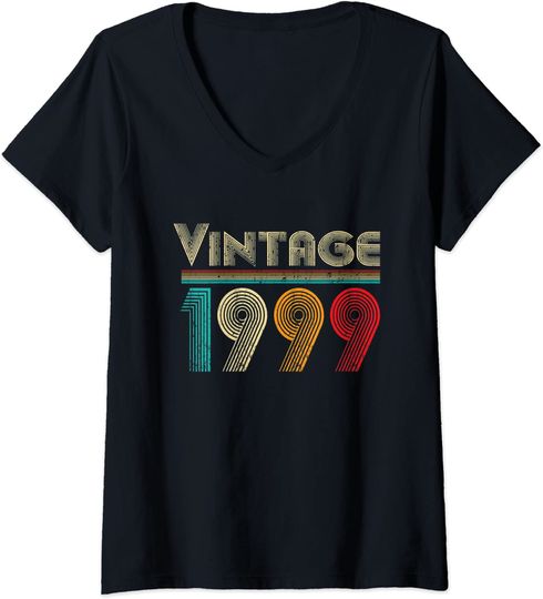 Discover T-shirt de Mulher Vintage Retro 1999 Decote em V