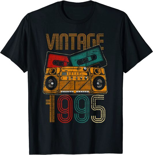 T-shirt Unissexo Vintage 1995 com Cassete Presente de Aniversário