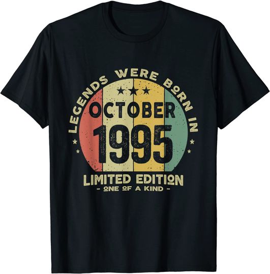 Discover T-shirt Unissexo Nascido em Outubro de 1995 Presente de Aniversário