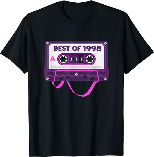 T-shirt Unissexo Presente de Aniversário 1998 com Cassete