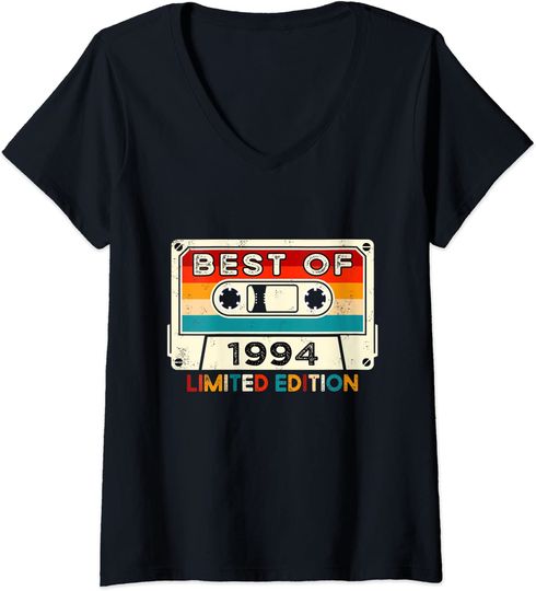 Discover T-shirt de Mulher Best Of 1994 com Cassete Decote em V