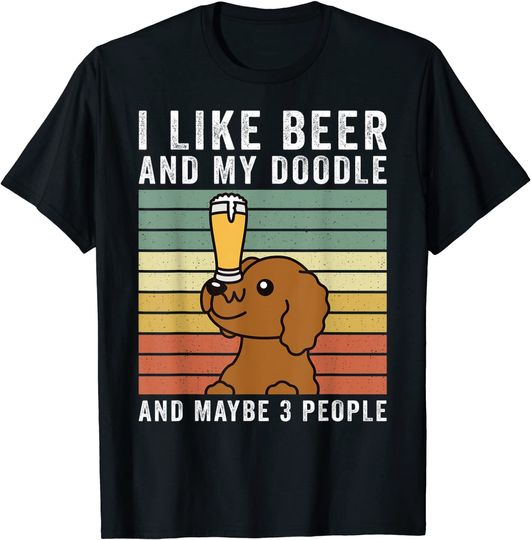 Discover T-shirt Unissexo I Like Beer And My Doodle Vintage