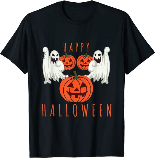 Discover T-shirt Unissexo Halloween Fantasmas de Abóbora