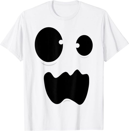 T-shirt Unissexo Fantasia de Fantasma Cara de Fantasma