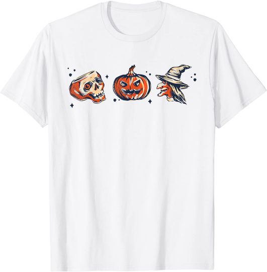 Discover T-shirt Unissexo Cabeças de Abóbora Bruxa Halloween