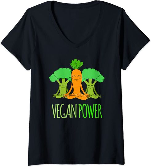 Discover T-shirt da Mulher Vegan Power Decote em V