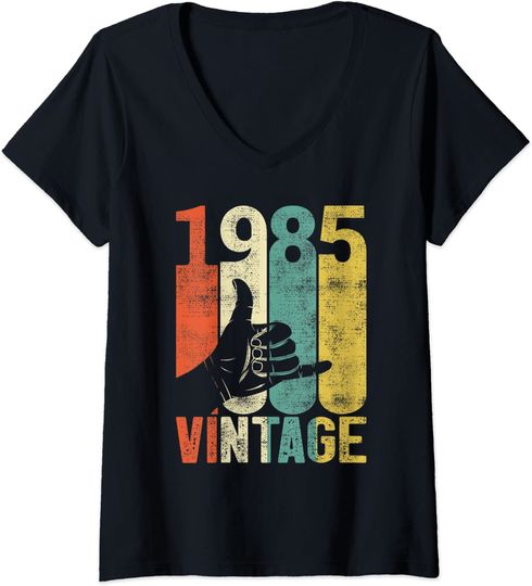 T-shirt de Mulher com Decote Em V Shaka Vintage 1985