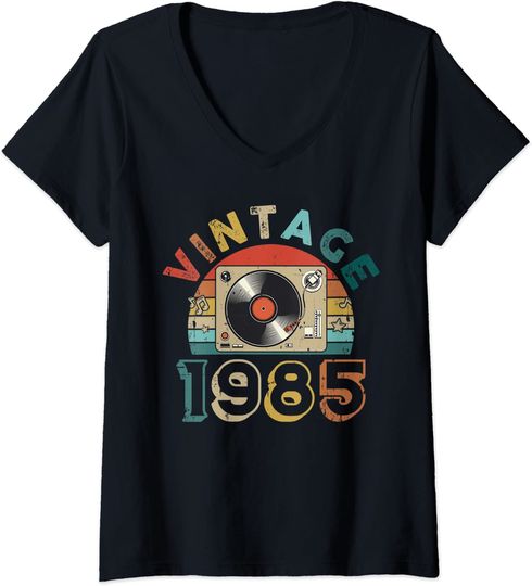 Discover T-shirt de Mulher com Decote Em V Música Clássica Vintage 1985