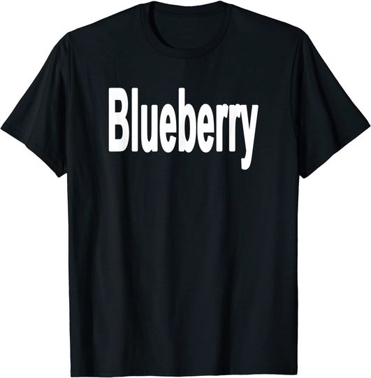 Discover T-shirt Unissexo de Manga Curta Simples com Letra Blueberry