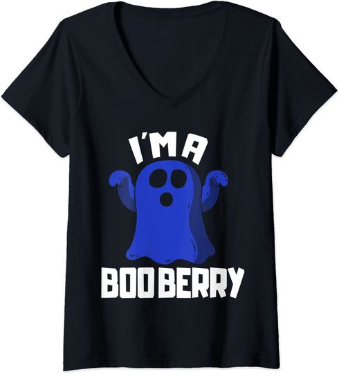 Discover T-shirt da Mulher Divertido Boo Berry Halloween Decote em V