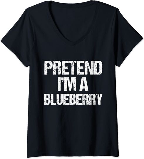Discover T-shirt da Mulher Pretend I’m A Blueberry Decote em V